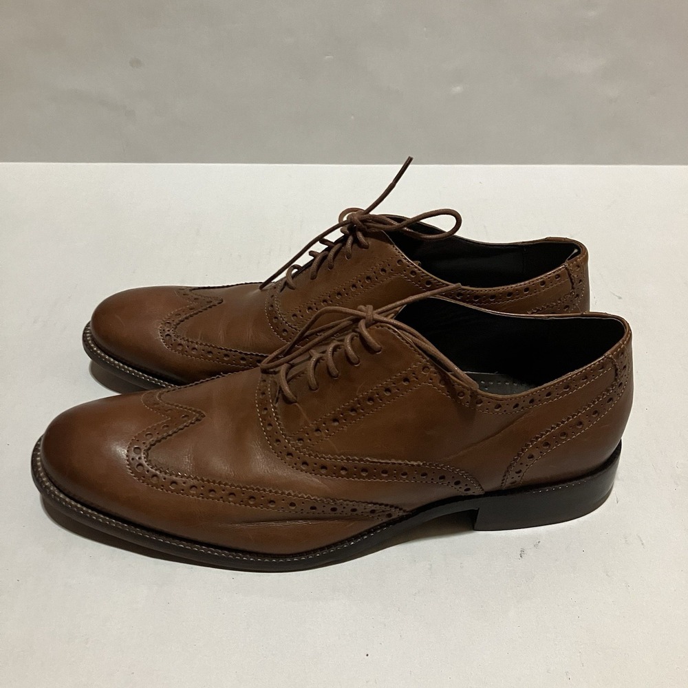 $80 Cole Haan Men's 9 M Williams Wingtip Oxford Shoes Tan Leather Dress C12210